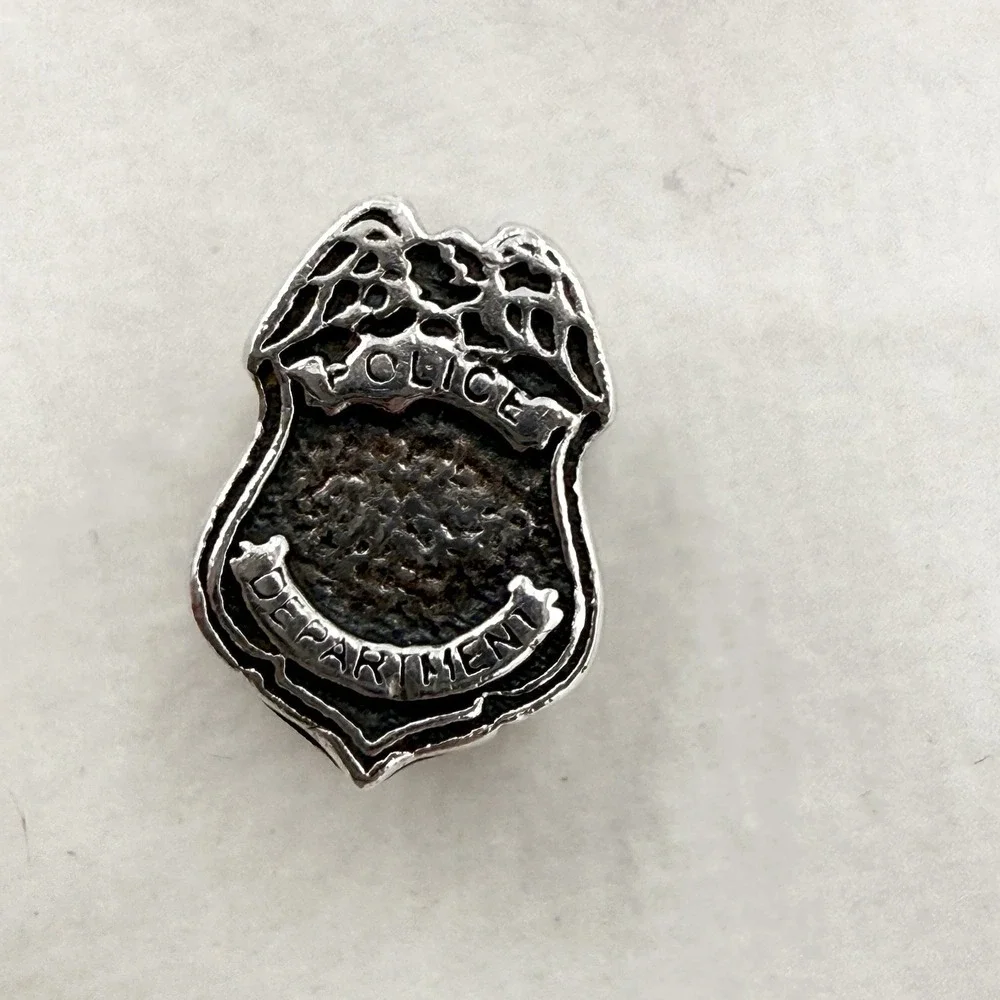 Police Department Officer Charm For Bracelet .925 Sterling Silver Made In Italy